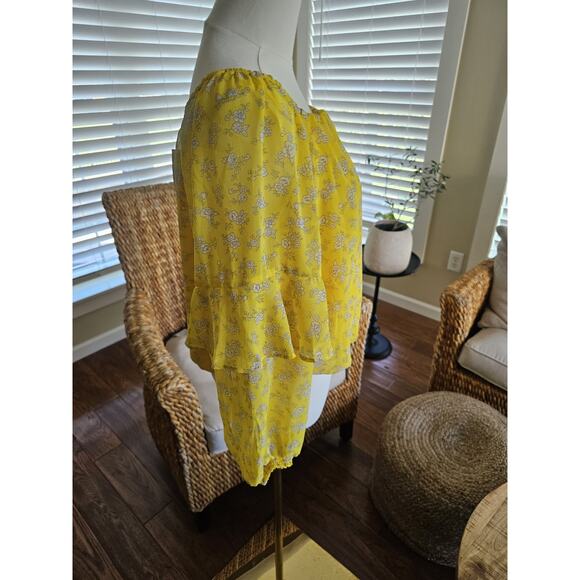 Banana Republic Yellow Floral Balloon Sleeve Blouse Women's Size S NWT - Picture 2 of 10